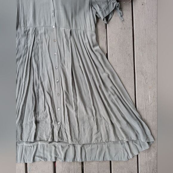 Pietro‎ Brunelli Muted Green Button Front Mini Shirt Dress M Maternity - Picture 4 of 8